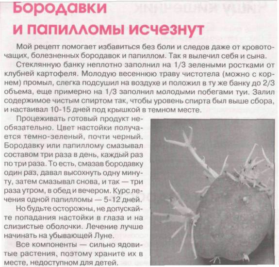 Народное устранение папиллом Устранение папиллом