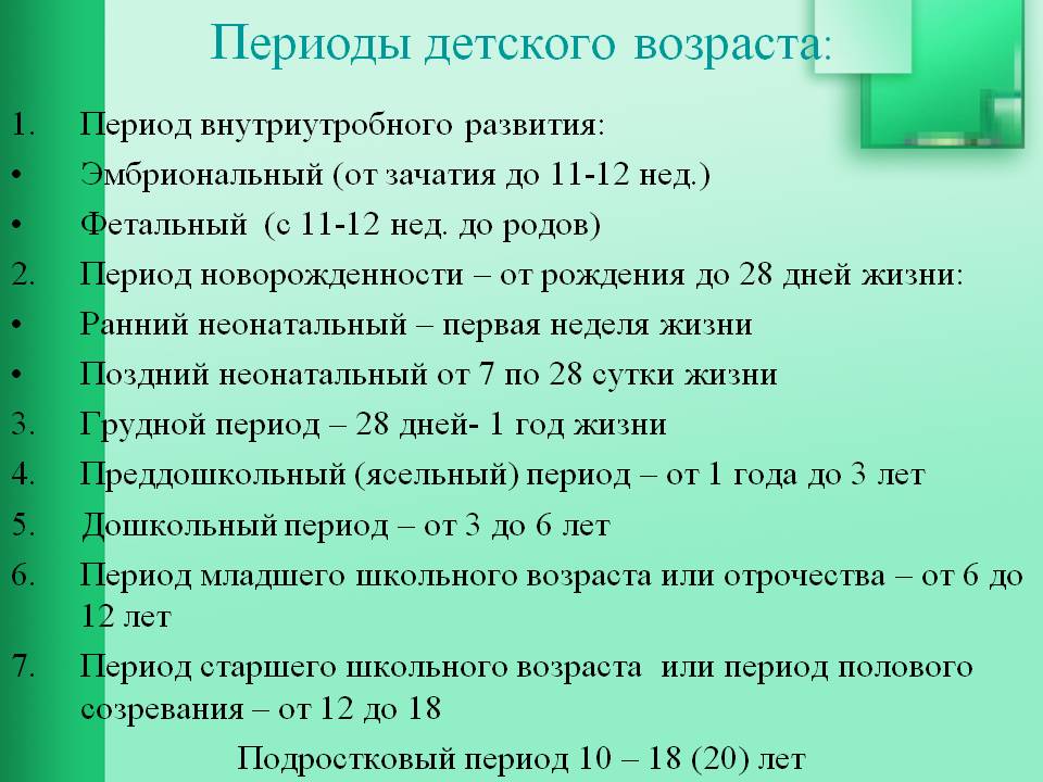 Детский возраст, периоды. Детский возраст, периоды.