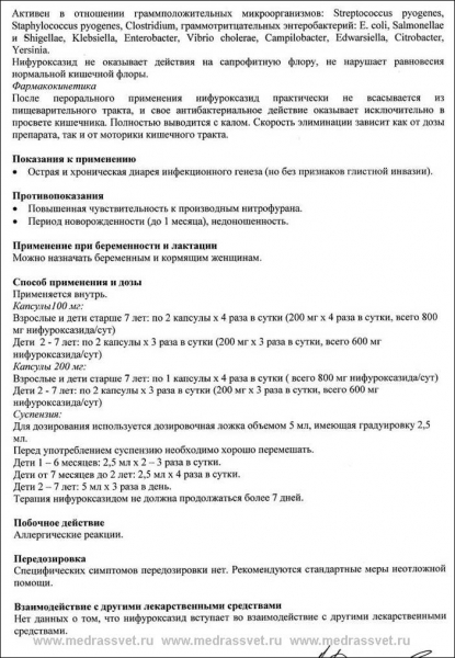 Энтерофурил: инструкция по применению